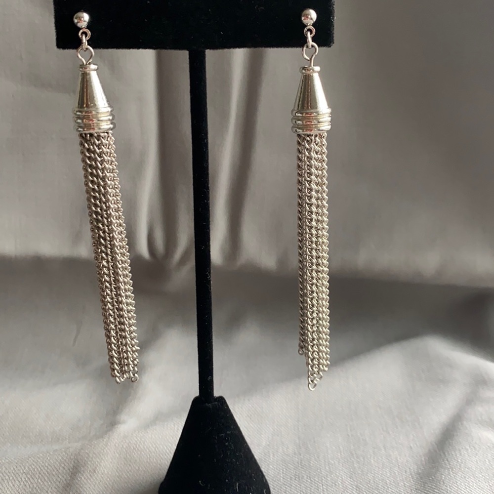2/$12 Silver toned chandelier style earrings